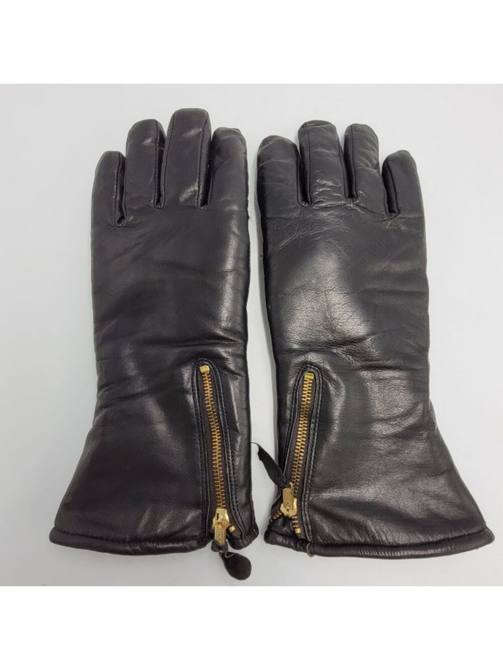 Vintage Womens Leather Gloves Thermal Lining Black Motorcycle Size Small